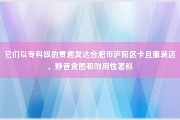 它们以专科级的贯通发达合肥市庐阳区卡且服装店、静音贪图和耐用性著称